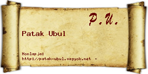 Patak Ubul névjegykártya